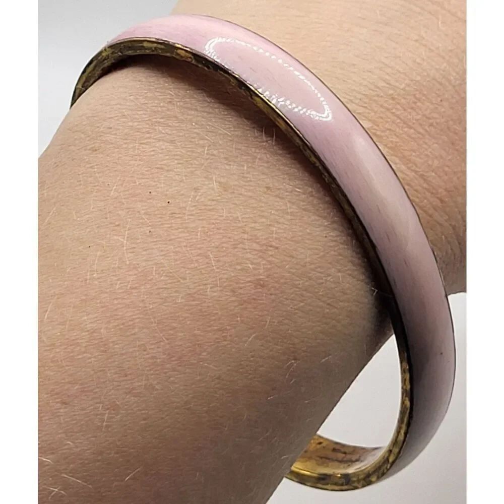 Vintage Brass Enamel Made in India Bangle Bracelet 2.5in